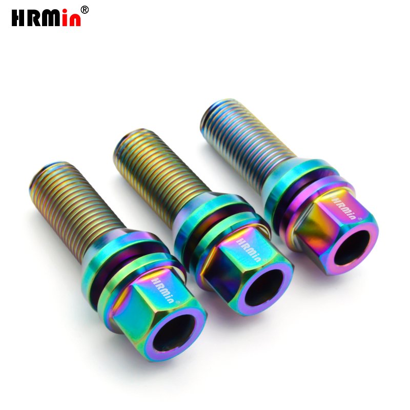 17mm Hollow Hex Floating Cone Seat Gr.5 Titanium Alloy Ti-6Al-4V Automobile Vehicle Car Wheel Hub Bolts M14x1.5x28mm