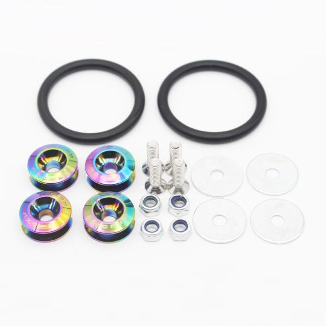 Red Black JDM Aluminum Quick Release Bumper Fasteners For Front Rear Bumper With Rubber Ring