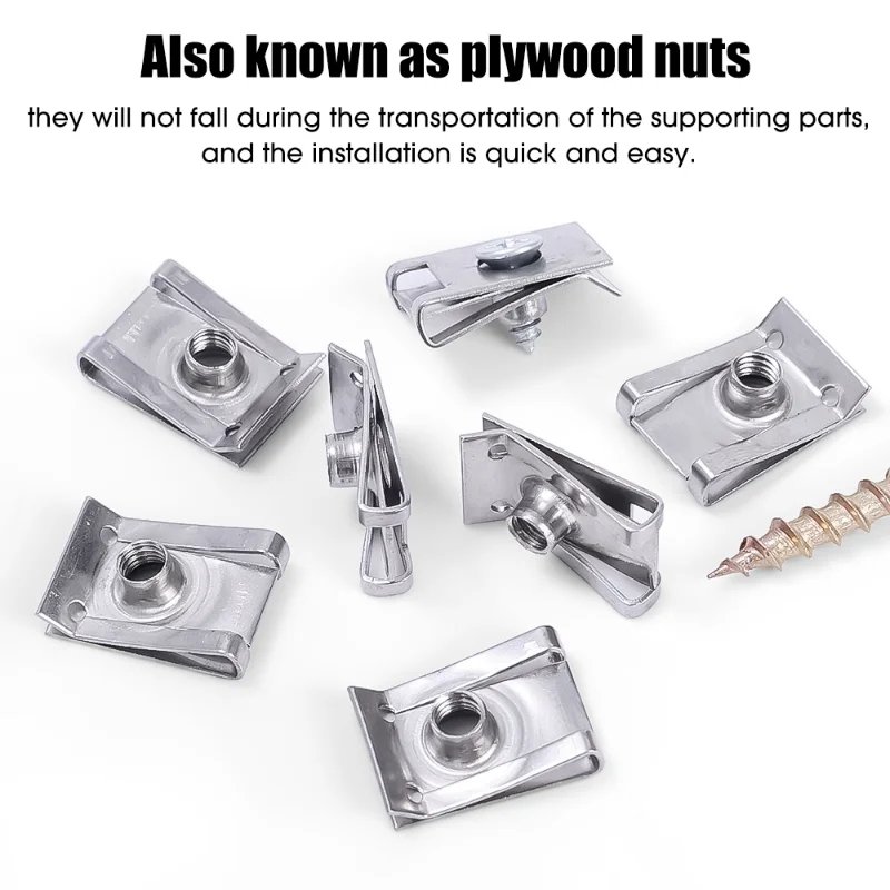 M6 M5 M4 U Type Clips with Thread Nut Set Car Motorcycle Bumper Fender Fastener U-clips Auto Accessories