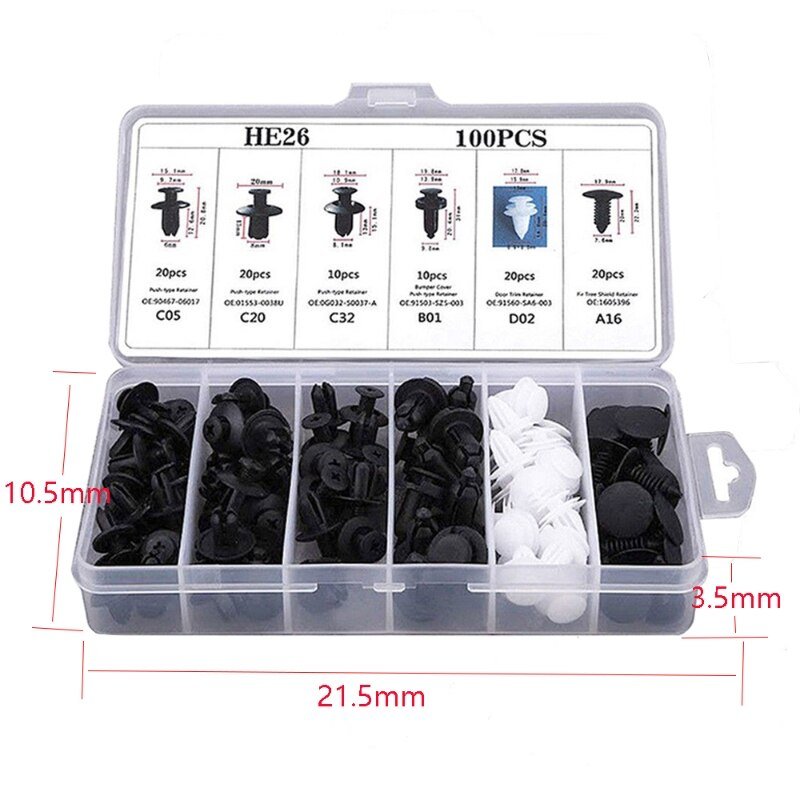 100 Pcs Car Fastener Clips Universal Auto Body Door Trim Panel Retainer Car Screw Bumper Decoration Fastener Plastic Clip