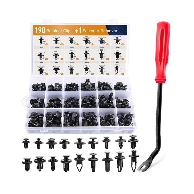 190 Pcs Nylon Universal Plastic Push Bumper Door Trim Panel Car Retainer Clips Plastic Fasteners Kit With Fastener Remover