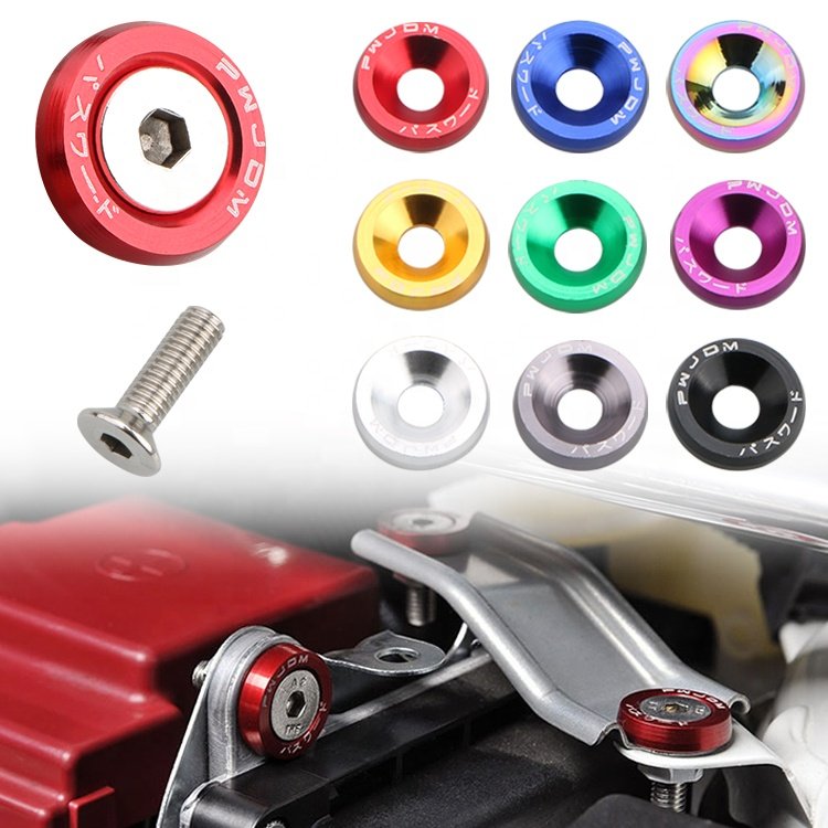 10pcs JDM Racing Autos M6 Gasket Fender Bumper Washer Engine Bay Dress up Fastener Kit