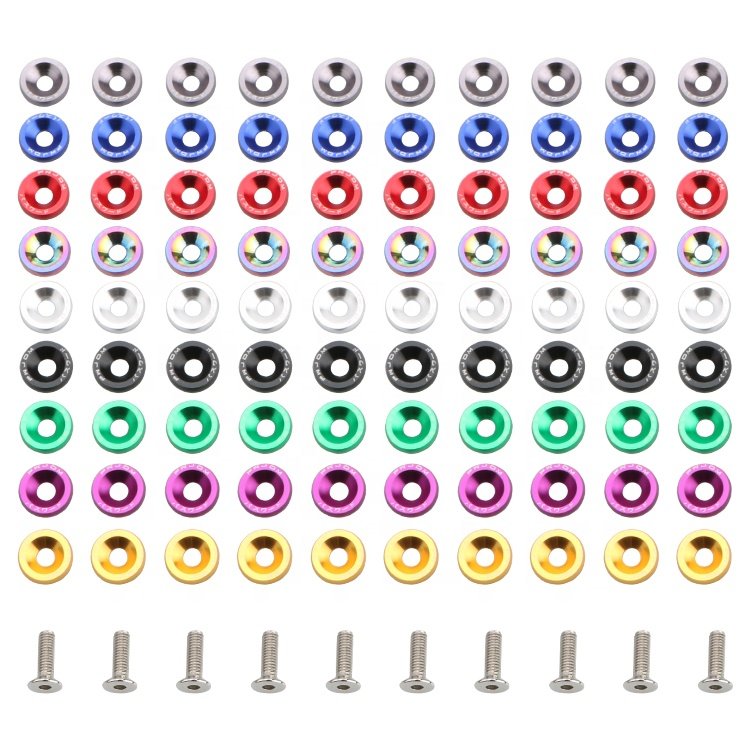 10pcs JDM Racing Autos M6 Gasket Fender Bumper Washer Engine Bay Dress up Fastener Kit