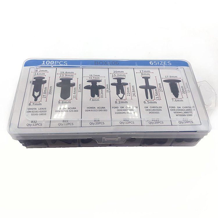 100Pcs/Box Universal Car Clips Kit Plastic High Quality Bumper Fasteners Auto Clips Automotive Push Pin Clips Panel Car Plastic