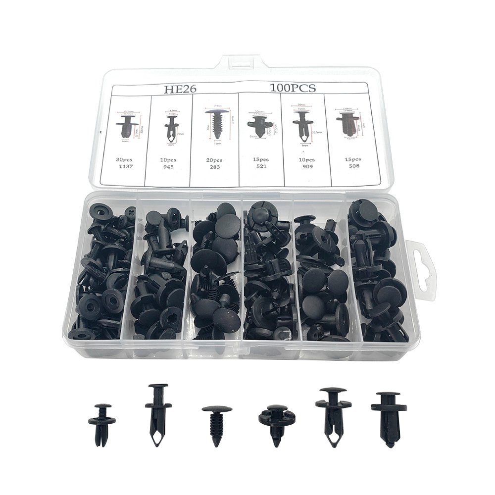 100PCS Mixed Car Auto Fastener Clip Body Push Retainer Car Clips Plastic Rivet Bumper Door Trim Panel Fastener Kit