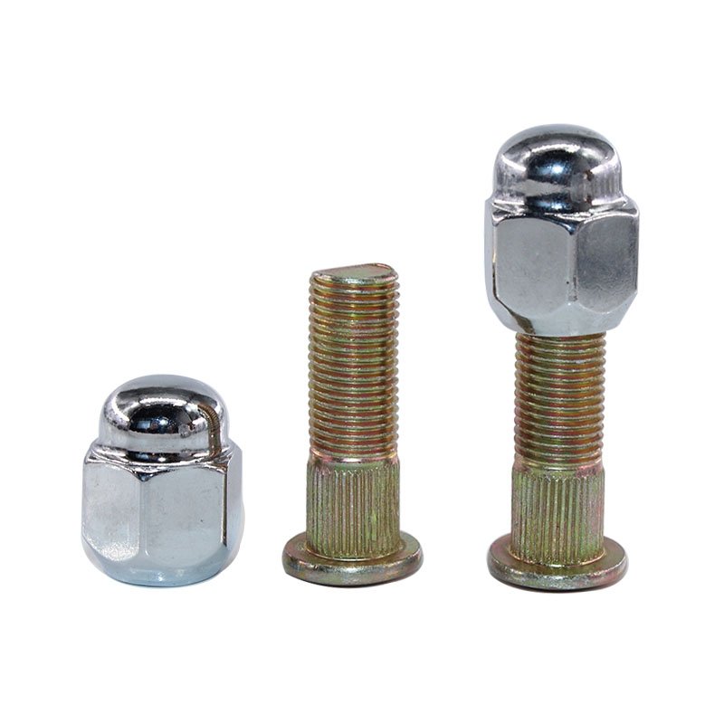 Auto Parts Fastener Stainless Steel anti-theft trailer Rim Fixing Screw Wheel bolts with Neck Knurled