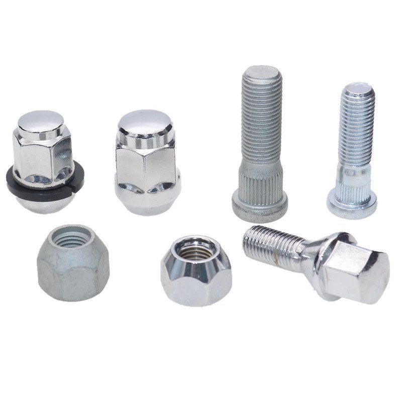 Auto Parts Fastener Stainless Steel anti-theft trailer Rim Fixing Screw Wheel bolts with Neck Knurled