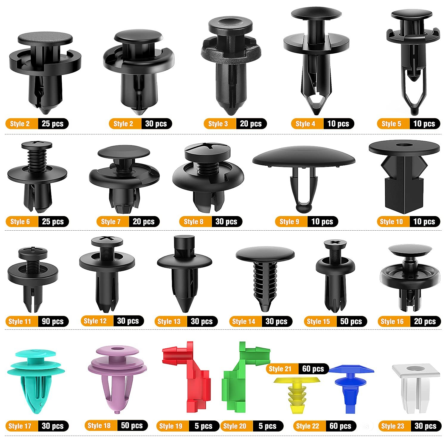725Pcs Auto Fastener Car Plastic Bumper Clip Retainer for Car Fastener Automotive Body Mat Clips and Plastic Fastener