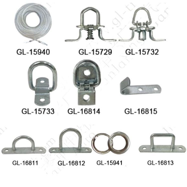 GL-16814 Lashing Ring with Foldable Rocking Staple Spring Clip for Trailer Strap Fastening According to Customs Regulations