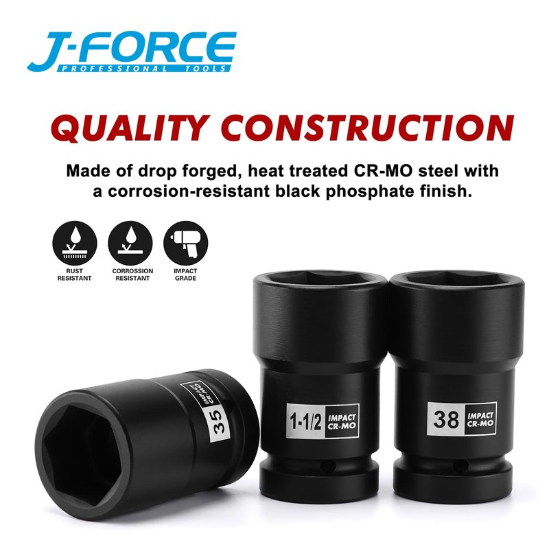 5PCS 1Inch Drive Truck Combination Wheel Nut Deep Impact Socket Set heavy duty impact wrench construction tools and fasteners