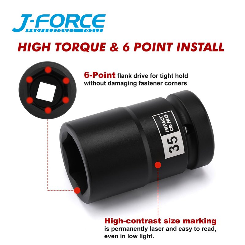 5PCS 1Inch Drive Truck Combination Wheel Nut Deep Impact Socket Set heavy duty impact wrench construction tools and fasteners