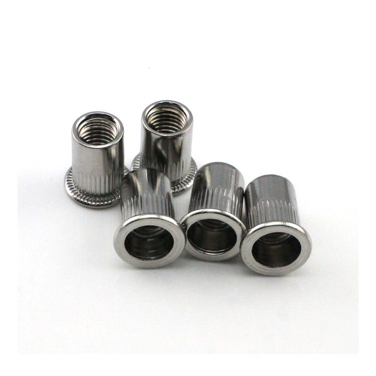 Automatic lathe processing auto parts blue zinc plated inner threaded steel stud bolt knurled nut