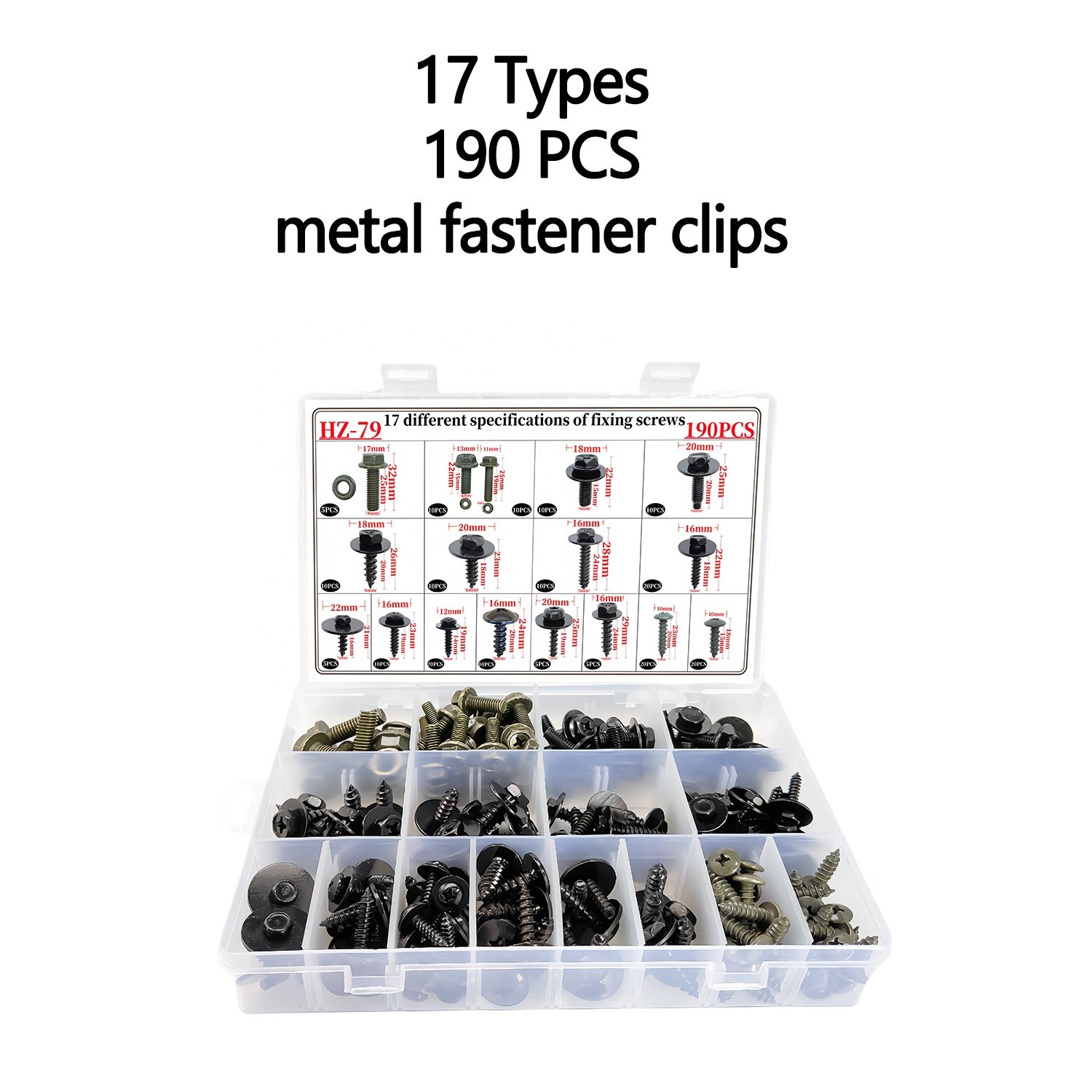 Car Metal Fastener Clip Fender Liner Bumper Cover Screw Bolt Self-Tapping Screw Splint Nut Flange Bolt Set