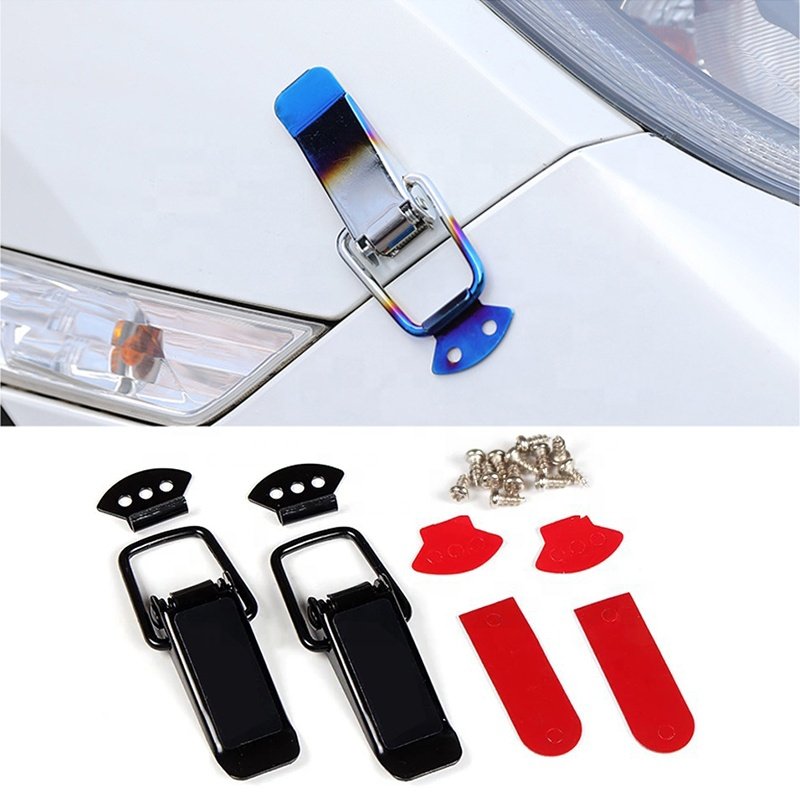 2Pcs Universal Car Trunk Quick Release Hook Clips Car Bumper Security Hook Lock Clips Car Bonnet Bumper Clip