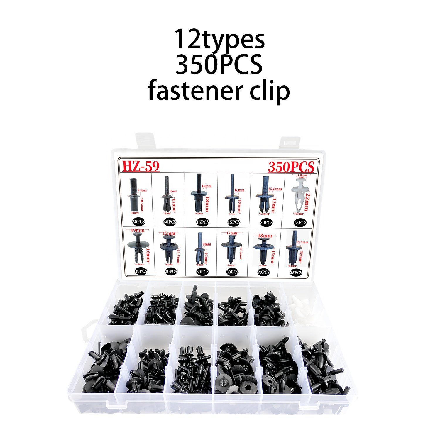350PCS 12kinds Universal Auto Body Nylon Plastic Clips Car Push Retainer Clips Door Trim Bumper Fender Retainer Clip