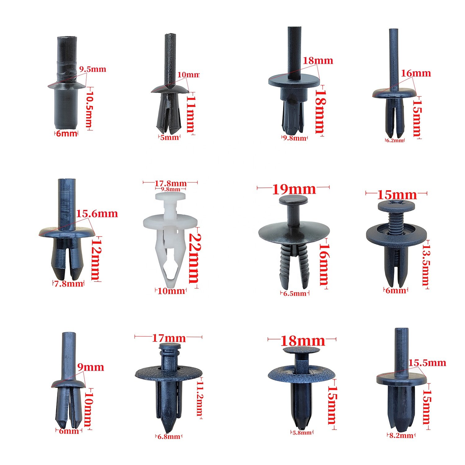350PCS 12kinds Universal Auto Body Nylon Plastic Clips Car Push Retainer Clips Door Trim Bumper Fender Retainer Clip
