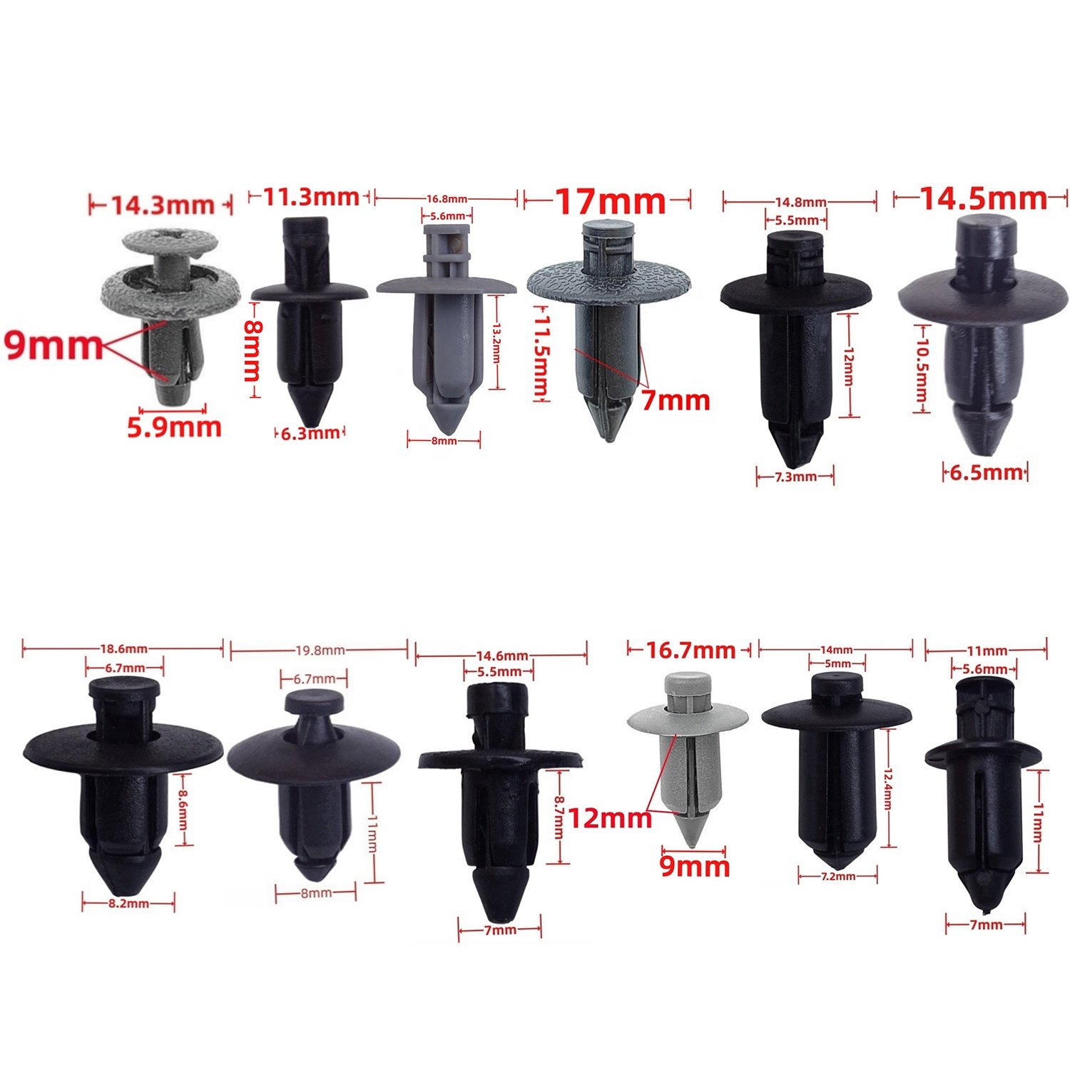 350PCS 12kinds Universal Auto Body Nylon Plastic Clips Car Push Retainer Clips Door Trim Bumper Fender Retainer Clip