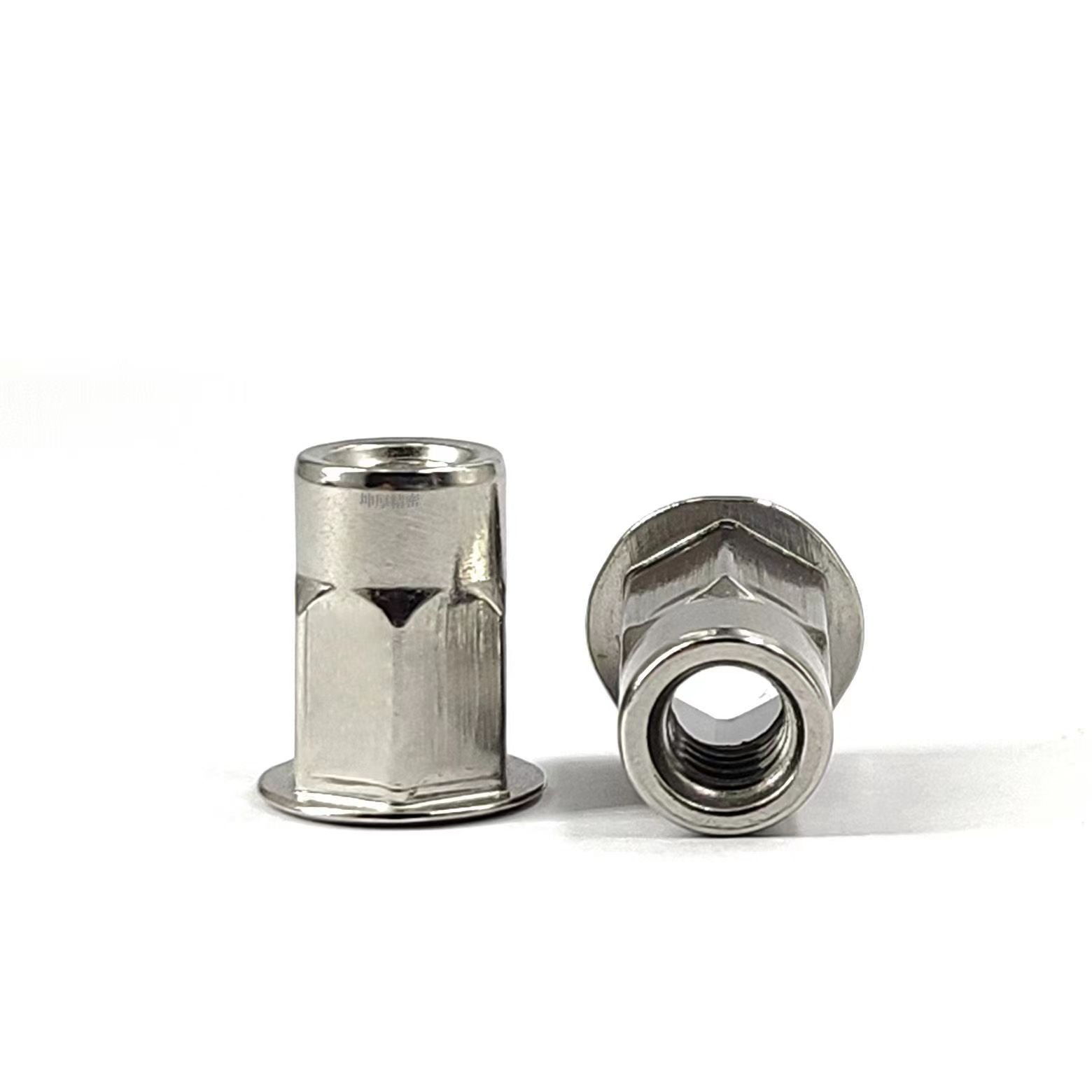 Customized Manufacturer Supplier Multi Surface Treatment Half Hex Threaded Self-Clinching Small Head Stainless Steel Rivet Nut