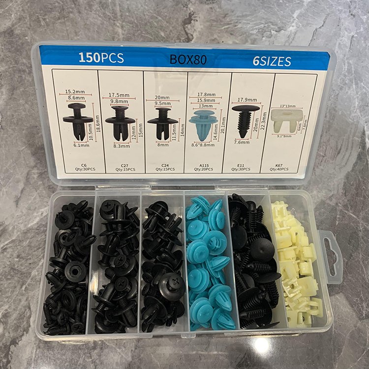 150Pcs/Box Mixed Car Door Trim Panel Auto Bumper Rivet Retainer Push Engine Cover Fender Auto Clips And Plastic Fasteners