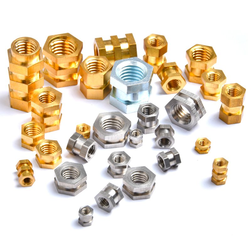 OEM Hex Stainless Steel Brass Insert nut SKT Insert Nut M5 M8 M10 through-hole Knurled Nut for Plastic injection molding