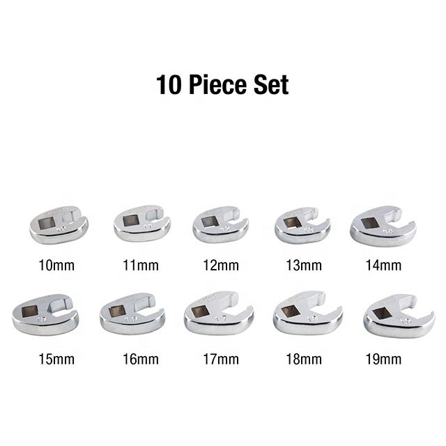 FLAVIC 10Pcs 3/8" Dr.Crows Foot Spanner Wrench Set Auto Repair Tools Hand Tools