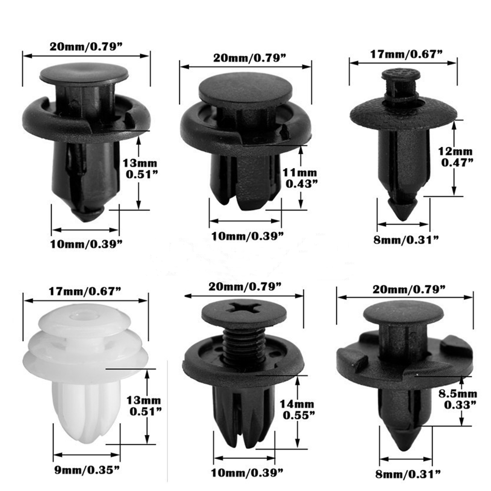 200PCS Car Push Retainer Clips & Auto Fasteners Auto Car Body Plastic Push Pin Rivet Fasteners Trim Panel