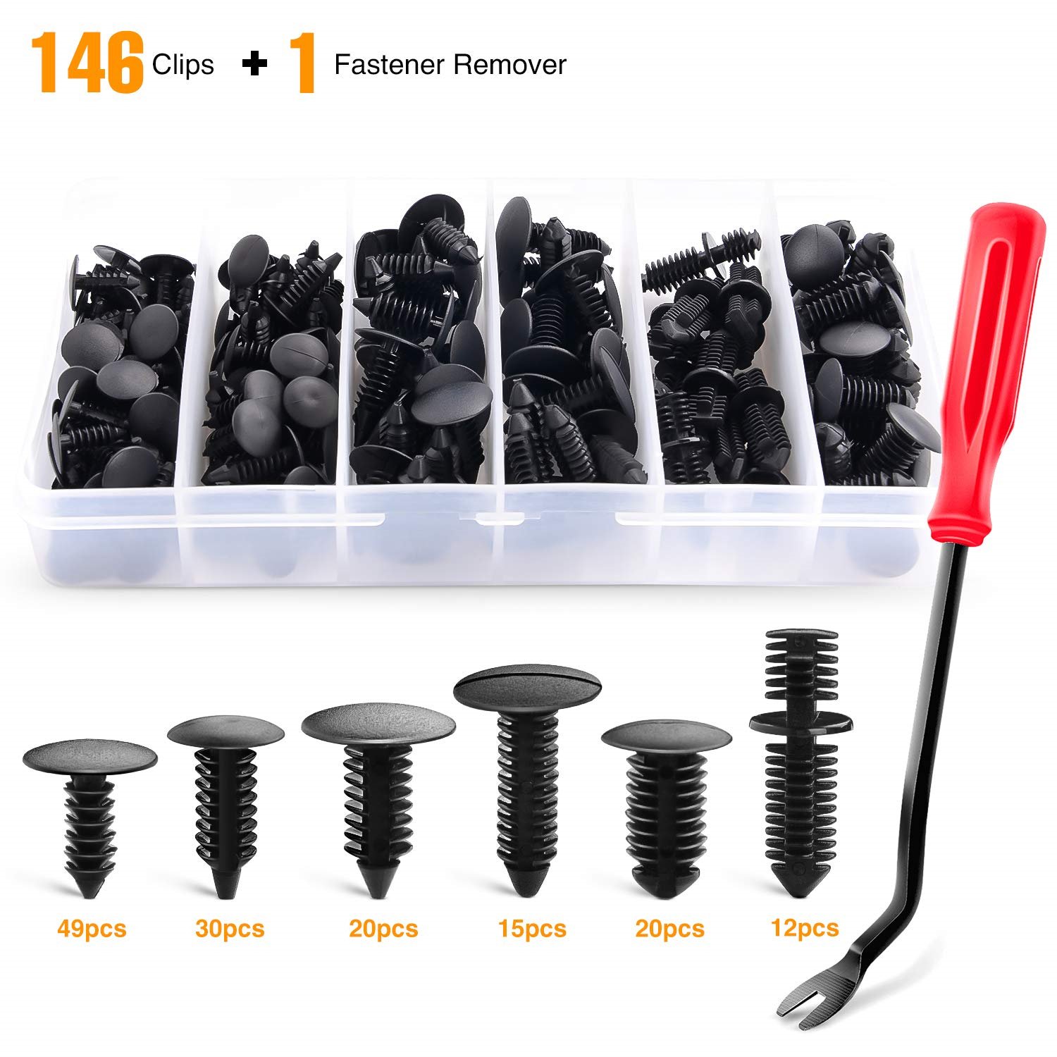 Hot Sell 146PCS Nylon Bumper Shield Retainers Clips Universal Auto Body Shield Retainer Fastener Clip Assortment Bonus Remover