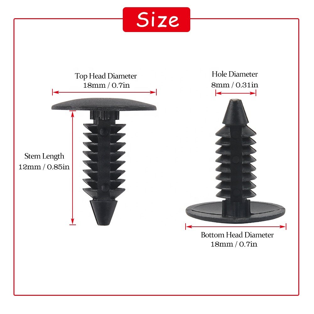 100PCS Fastener Auto Car Panel Clips Rivet Plastic Fender Retainer Clips, Push Pins Bumper Clip for Jeep Liberty Dodge Chrysler