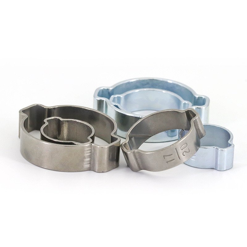 Stainless Steel Fastener with 2 Ear Hose Clamp Double Ear Zinc Finish for Tubing Pipe Fitting Connections