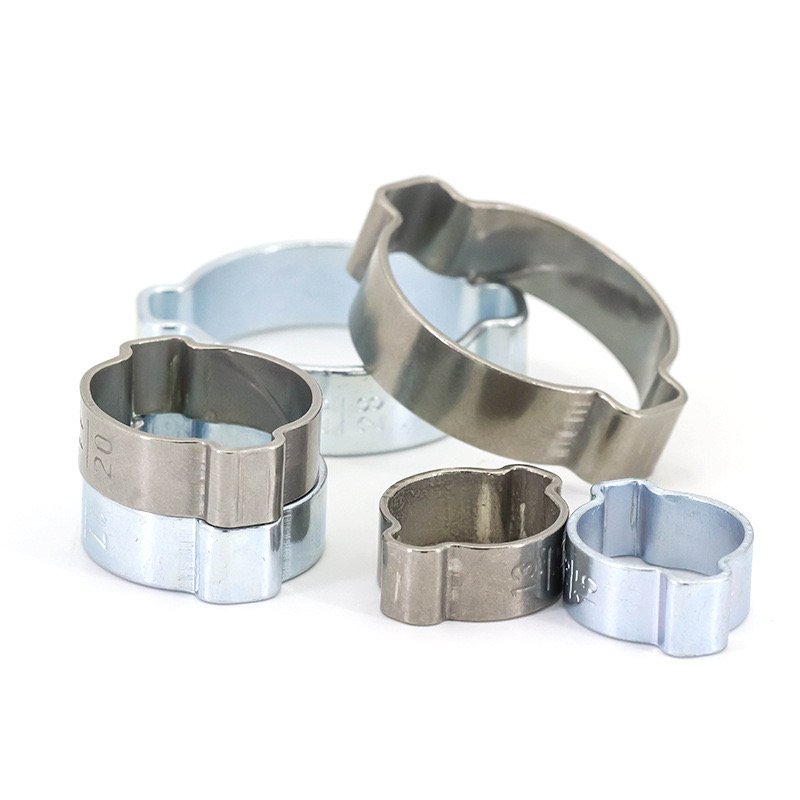 Stainless Steel Fastener with 2 Ear Hose Clamp Double Ear Zinc Finish for Tubing Pipe Fitting Connections