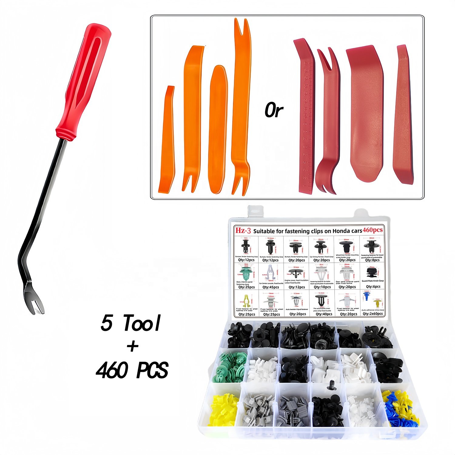 460Pcs Fender Flare Plastic Clips Fasteners Rivet Clips Car Fasteners Car Fastening Trim Molding Clips Panel Assortment Kit