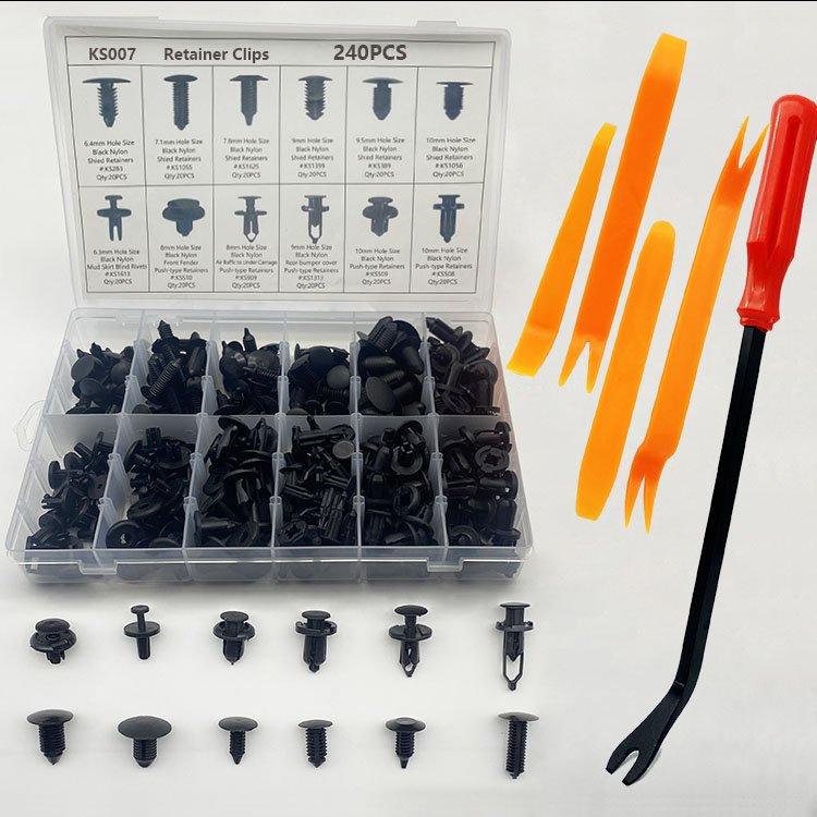 240pcs Car Plastic Bumper Retainer Rivets Clips and Fasteners Push Retainer Kit for Door Trim Panel Auto Push Pin