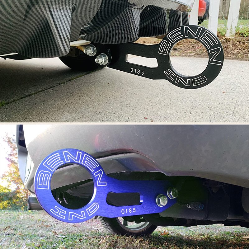 Universal Car JDM Bumper Quick Release Fasteners with Blue Rear Tow Tow Strap Personalized Chinese Slogan Front Rear Tow Hooks