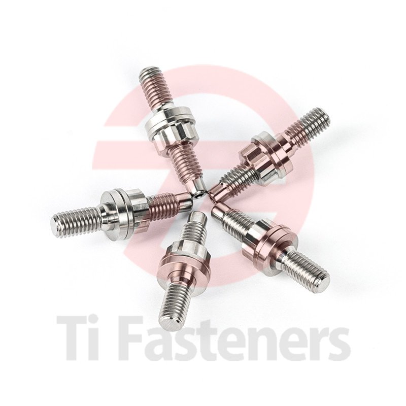 CNC Machined Grade5 Titanium Manifold Stud Washer and 12 Point Flange Nut Kit M8 M10 For Motorcycle