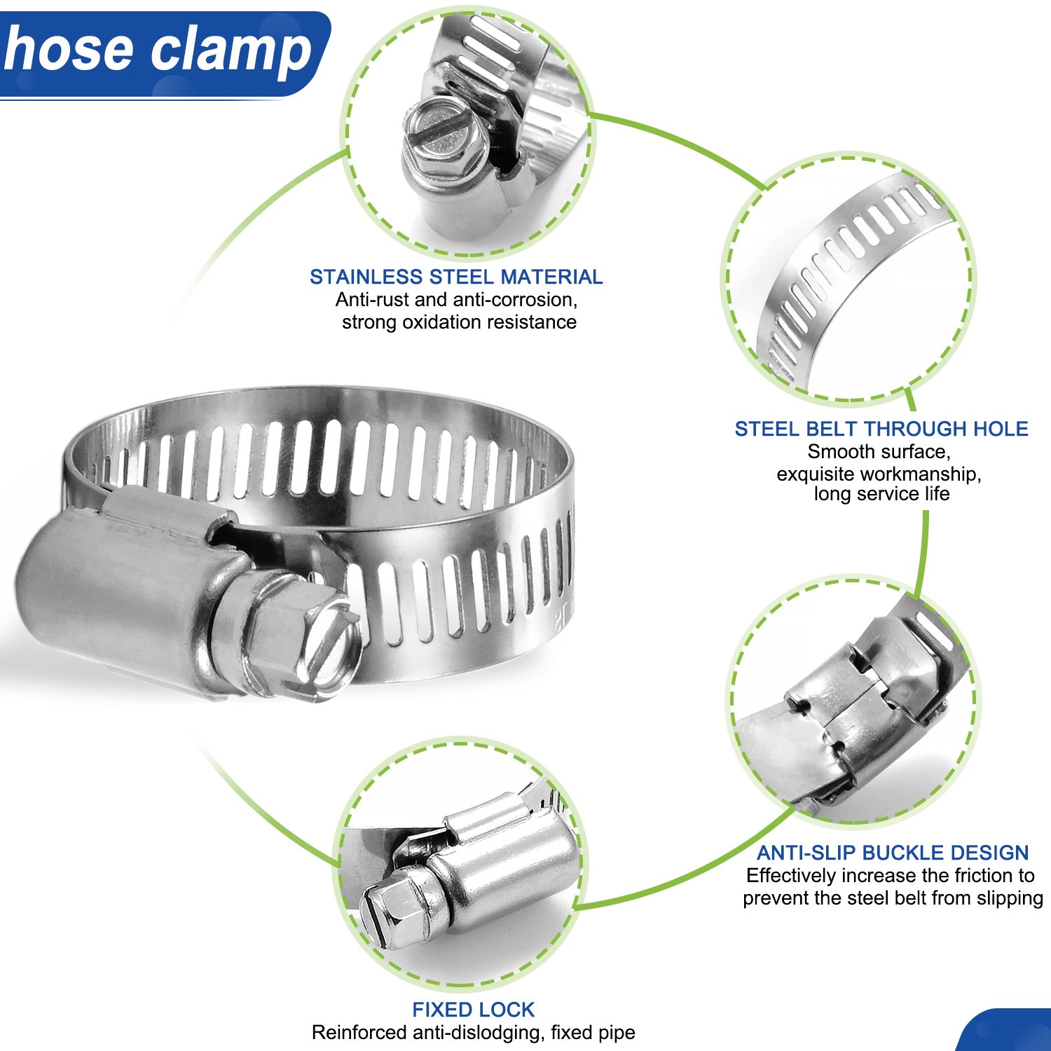 Factory heavy duty bolt handle pipe clamp clip fastener stainless steel large american style hose clamp