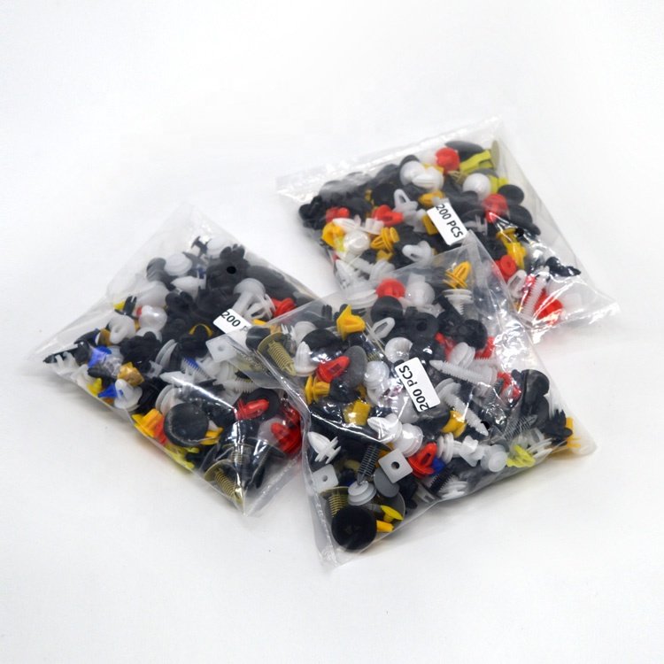 Universal Door Trim Panel Fasteners Auto Bumper Rivet Car Clips Mixed 200PCS Automobile Plastic Fastener PE Plastic Bags