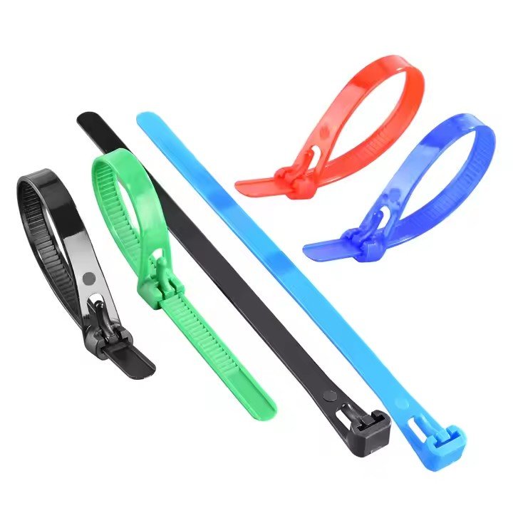 Reusable Zip Ties, 100 Pcs Assorted Fastening Cable Zip 8*250mm Length Heavy Duty Nylon Self Locking Wire Ties