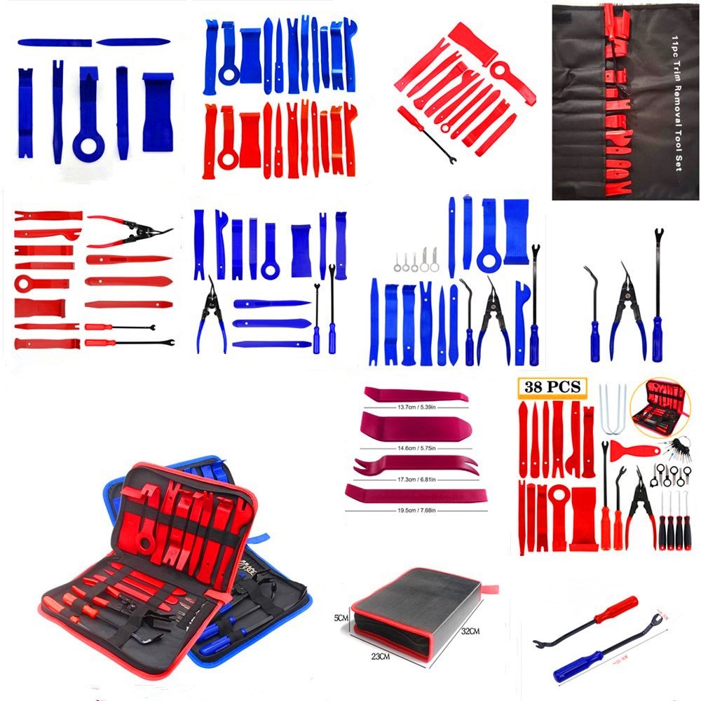 C0007 25Pcs Auto Fastener & Clip Car Upholstery Removal Clip Pliers Fastener Remover Pry Tool Set for Door Panel Audio Dash