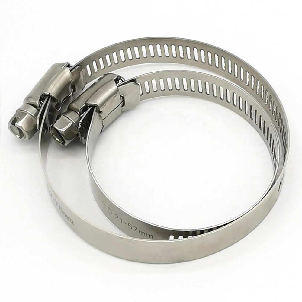 W4 Adjustable 201 Stainless Steel Clamp Hose Pipe Clips Worm Gear Drive Customized Clamps Auto Perforated American Hose Clamp