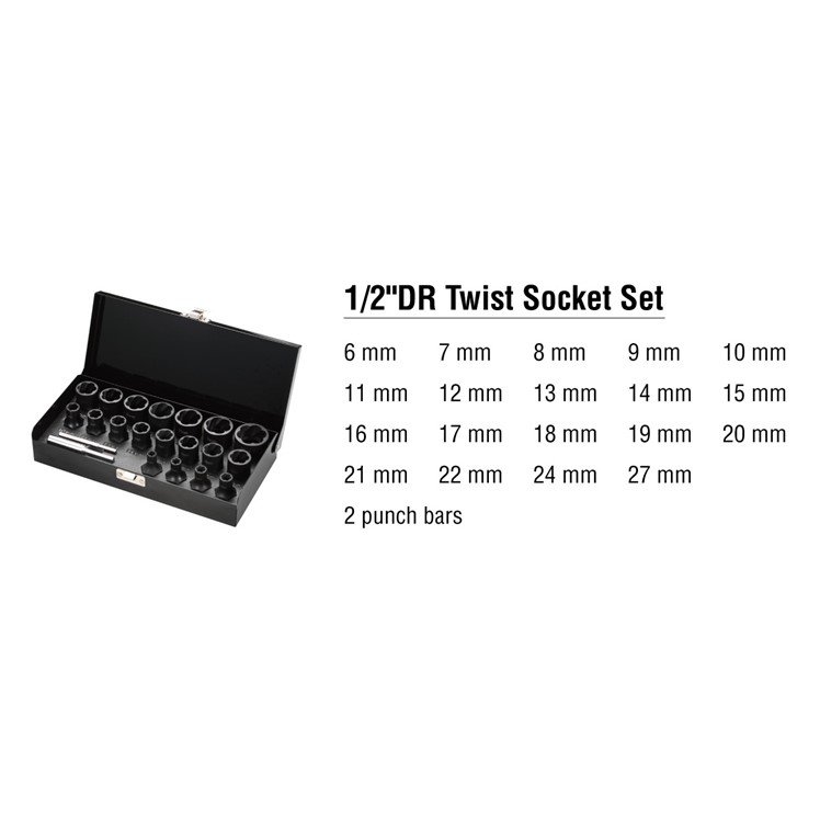 Twist Socket Set for Damaged Fasteners