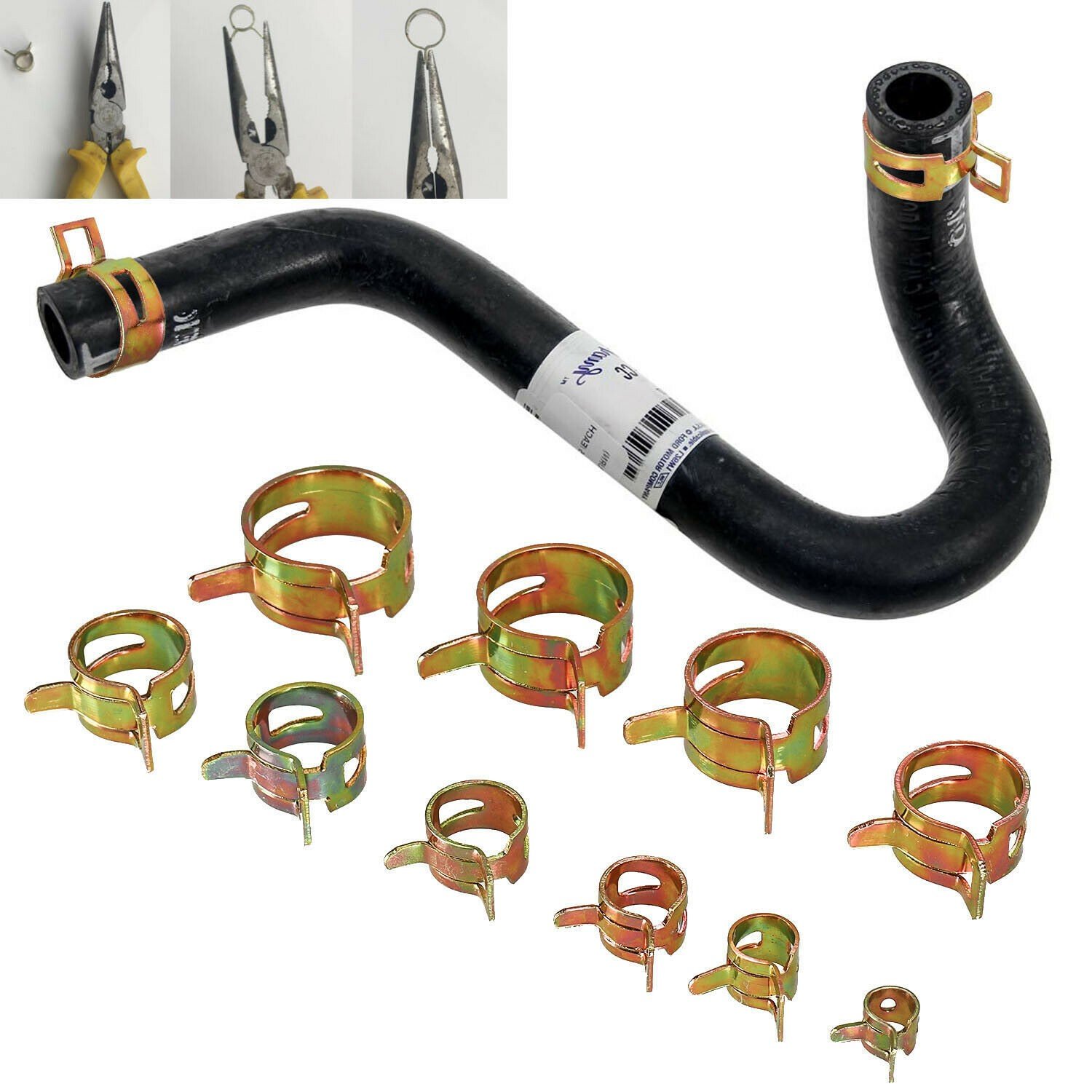 C0696 100pcs 6-22mm Double Wire Spring Clamp Fuel Pipe Hose Clamp Water Pipe Air Pipe Silicone Vacuum Hose Auto Fastener & Clip