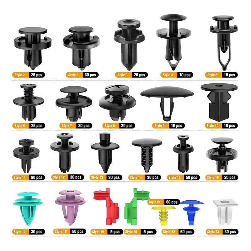 725Pcs Car Push Retainer Clips & Auto Fasteners Assortment 23 Sizes Nylon Bumper Fender Rivets for Toyota GM Ford Honda Chevy