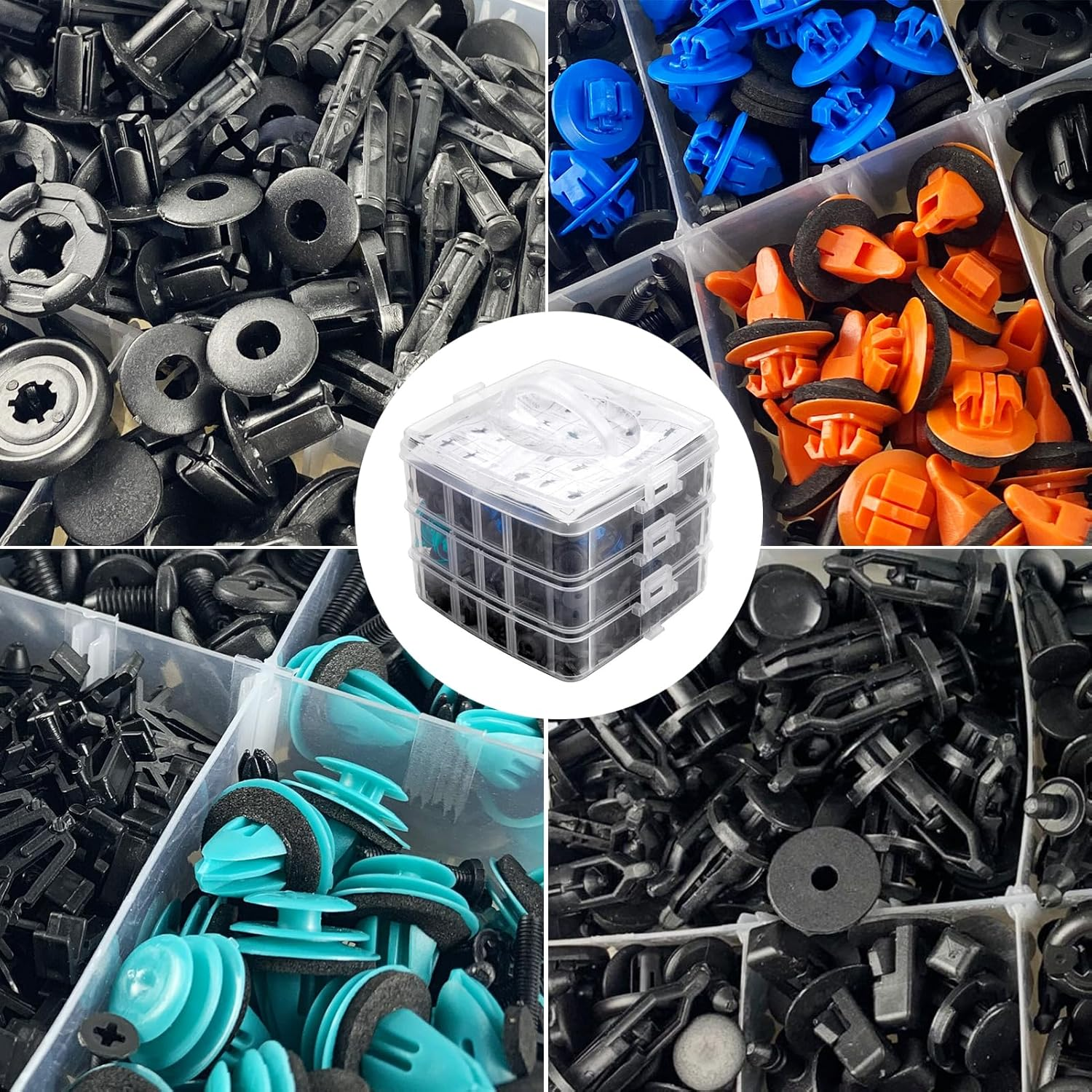 635 Car Push Retainer Clips Auto Fasteners Assortment Nylon Bumper Fender Rivets with Cable Ties for Toyota GM Ford Honda Chevy