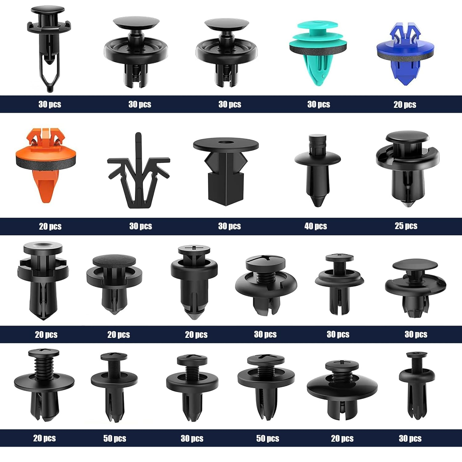 635 Car Push Retainer Clips Auto Fasteners Assortment Nylon Bumper Fender Rivets with Cable Ties for Toyota GM Ford Honda Chevy