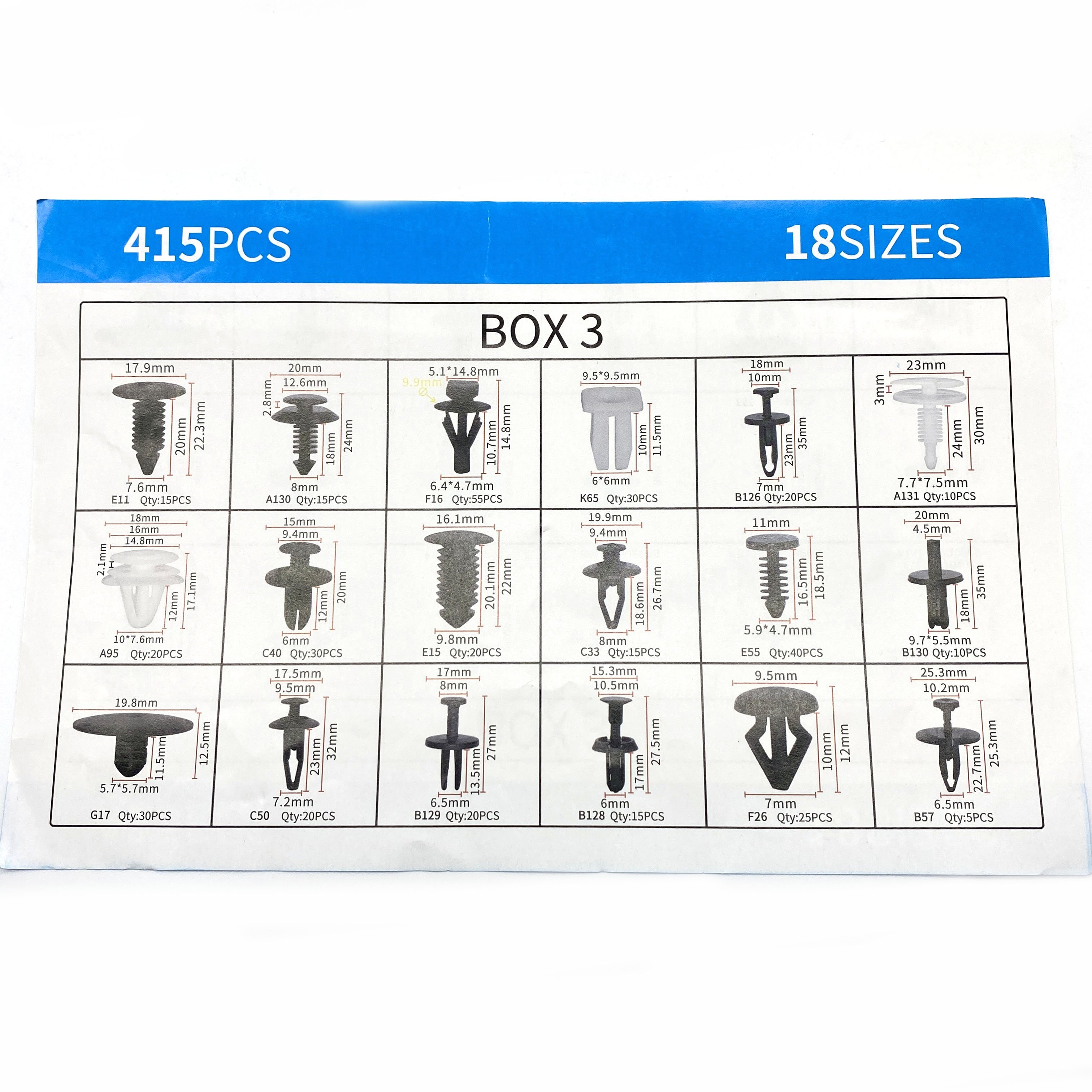 Hot Sale 415PCS Universal Auto Fastener Clip Auto Push Bumper Retainer Clips Kit Plastic Clips for Cars