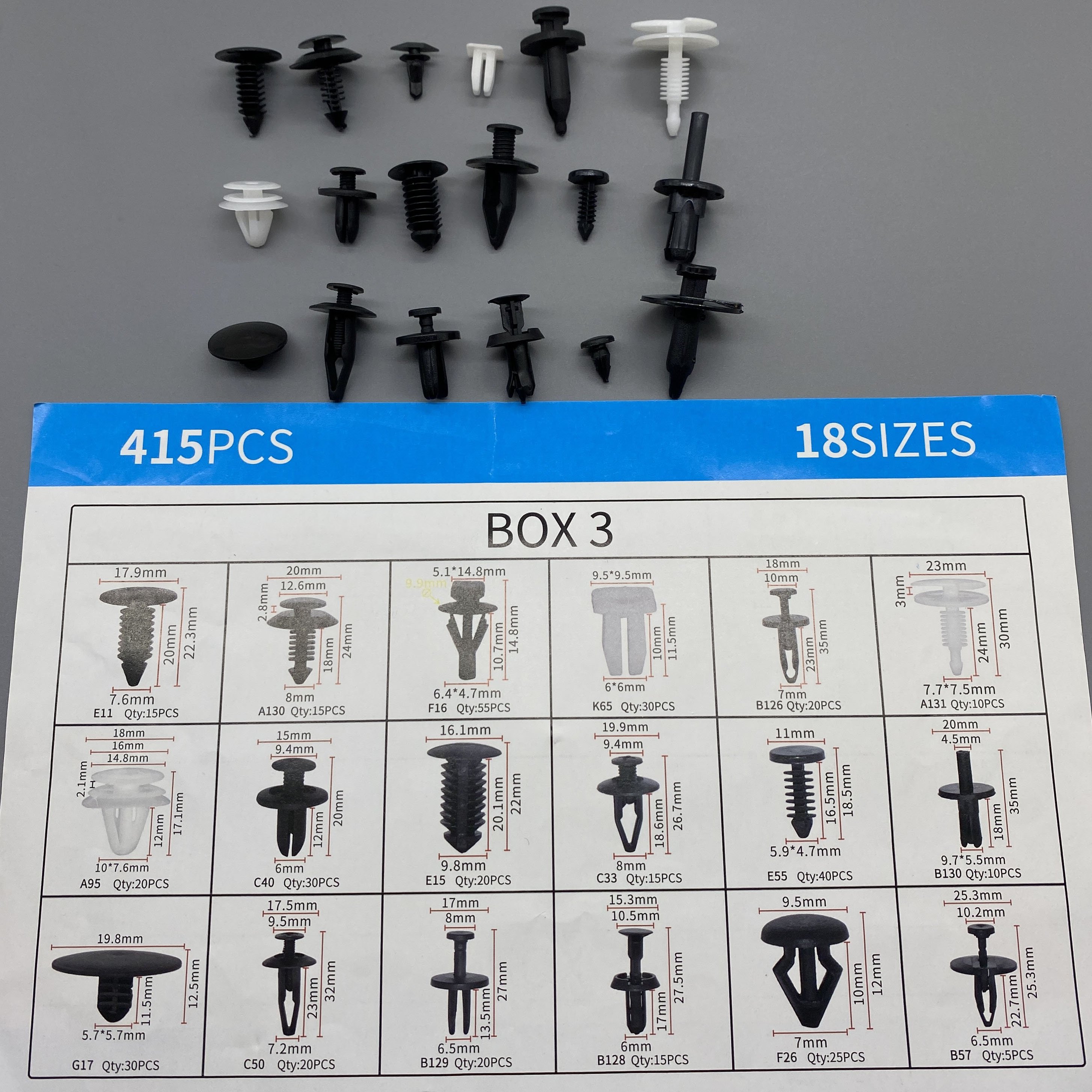 Hot Sale 415PCS Universal Auto Fastener Clip Auto Push Bumper Retainer Clips Kit Plastic Clips for Cars