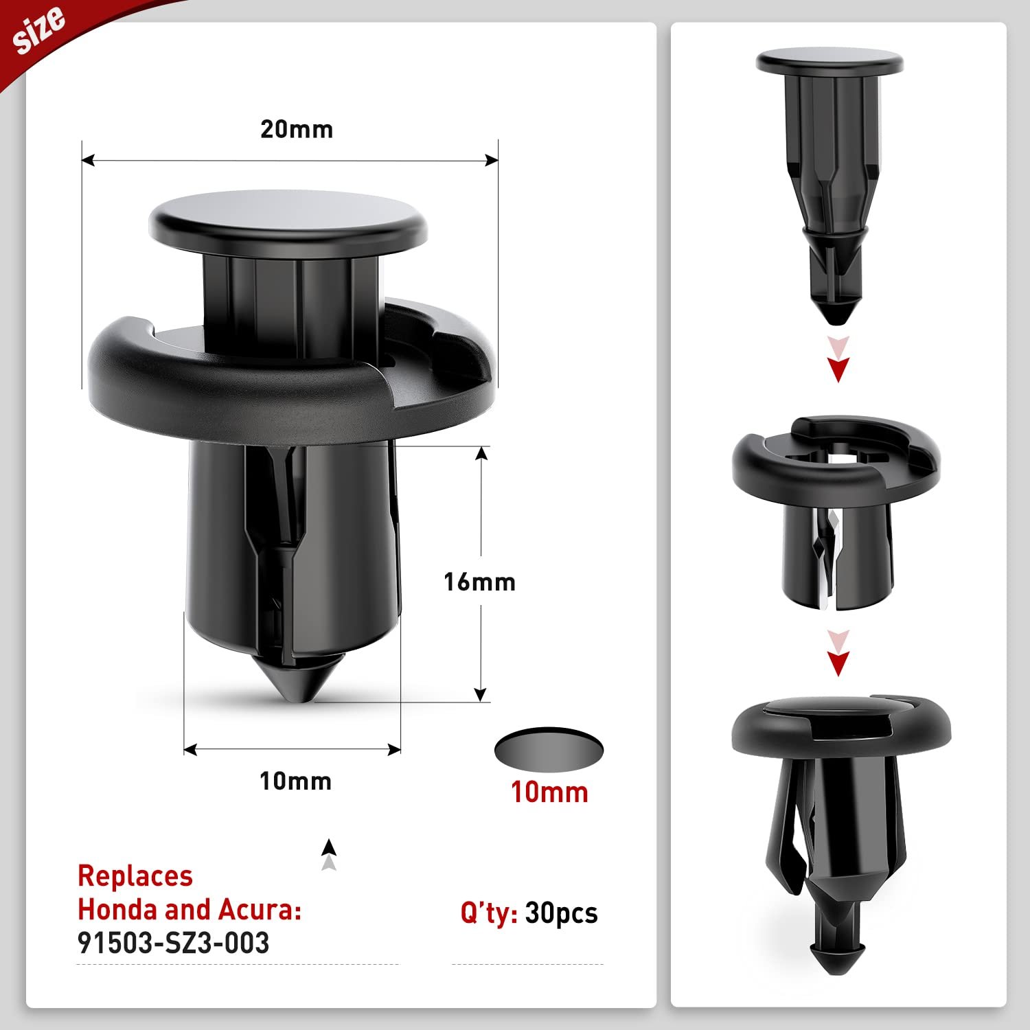 Car Accessories Car Plastic Fasteners Door Panel Trim Fender Clip Push Type Black Auto Retainers Clips