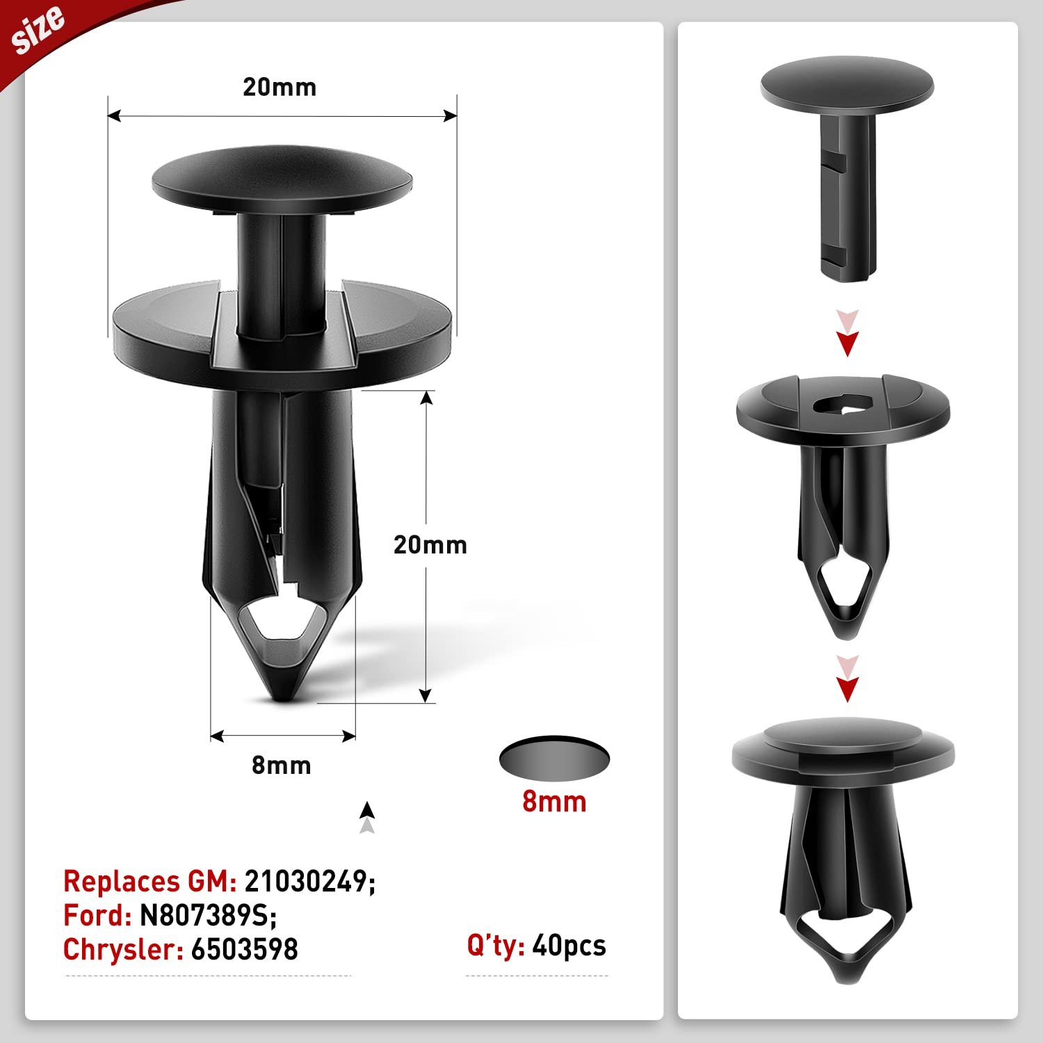 Car Accessories Car Plastic Fasteners Door Panel Trim Fender Clip Push Type Black Auto Retainers Clips