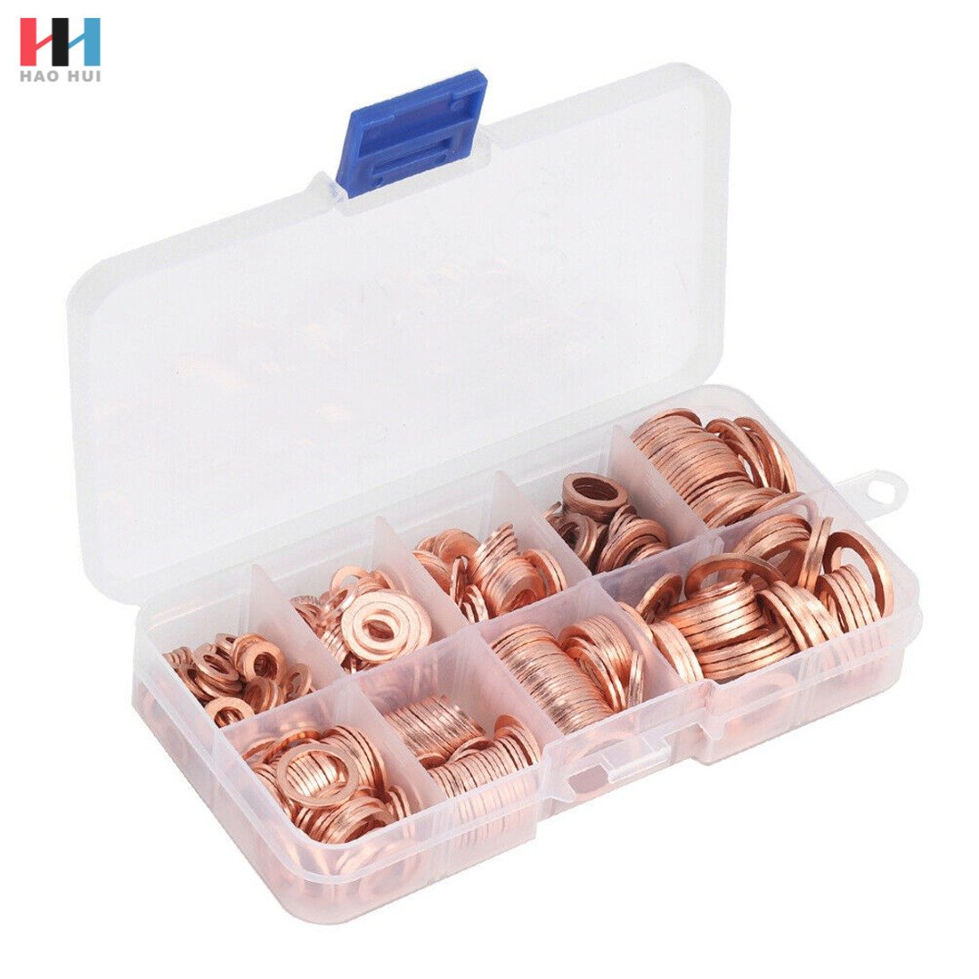 C0179 280PCS Cross Border Hot Sale Copper Oil Seal Gasket Box M5-M20 Sealing Washer O-gasket