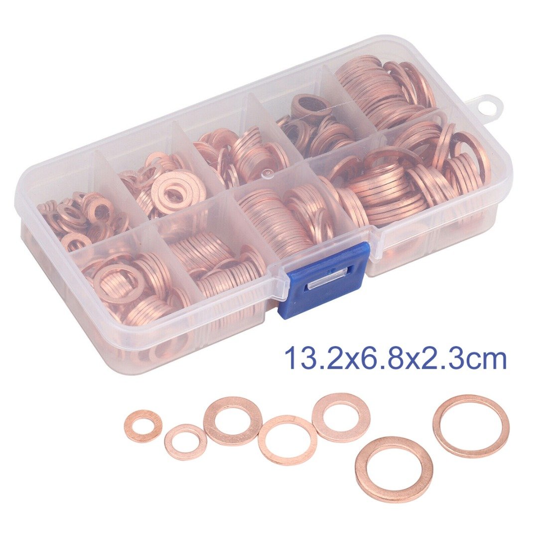 C0179 280PCS Cross Border Hot Sale Copper Oil Seal Gasket Box M5-M20 Sealing Washer O-gasket